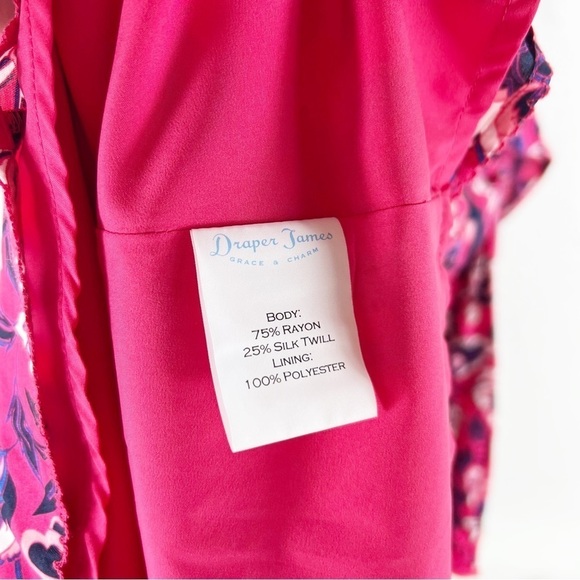 Draper James Pink Floral Cold Shoulder Silk Blend Dress Size 10 - Picture 6 of 8